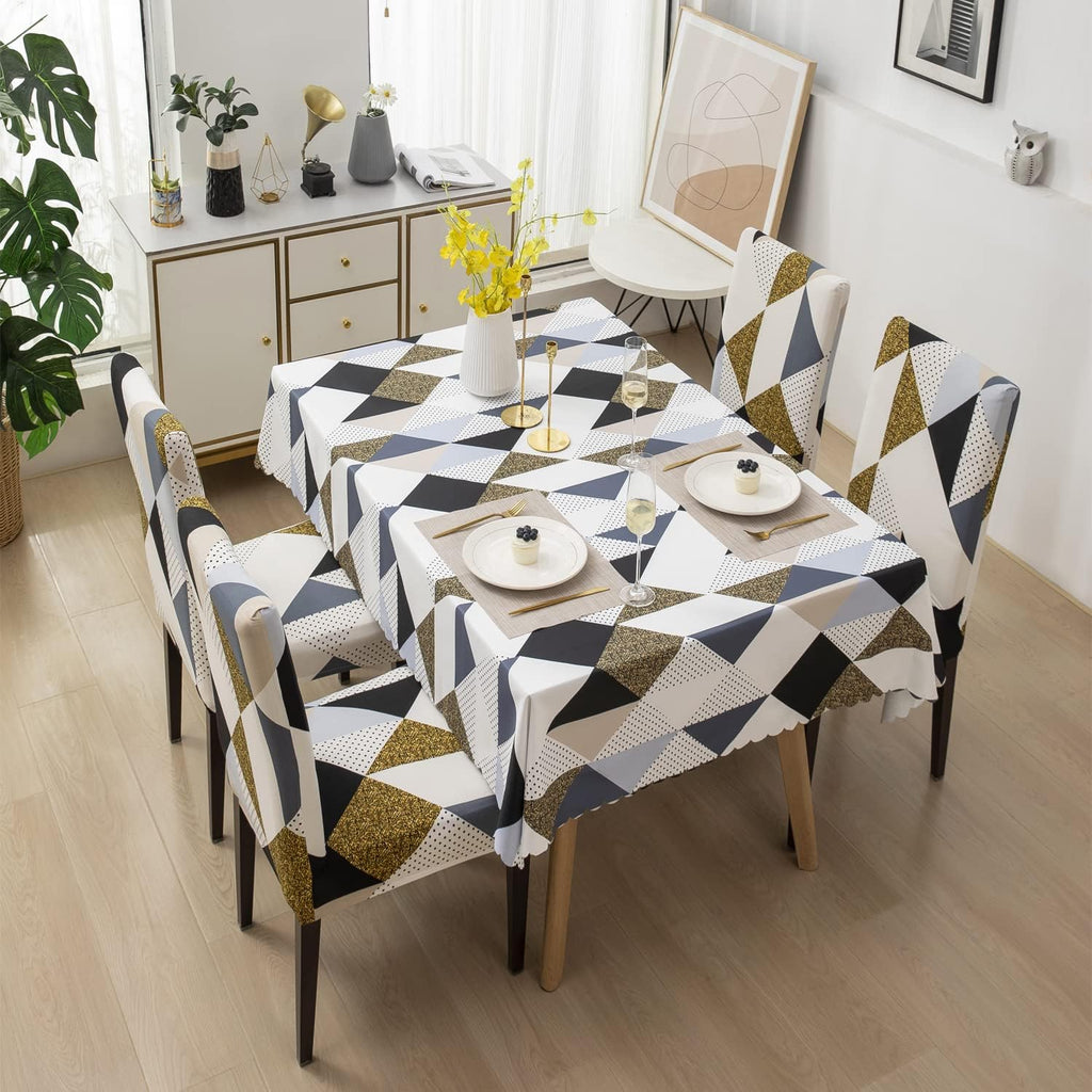 Geometric Brown Chair & Table Cover