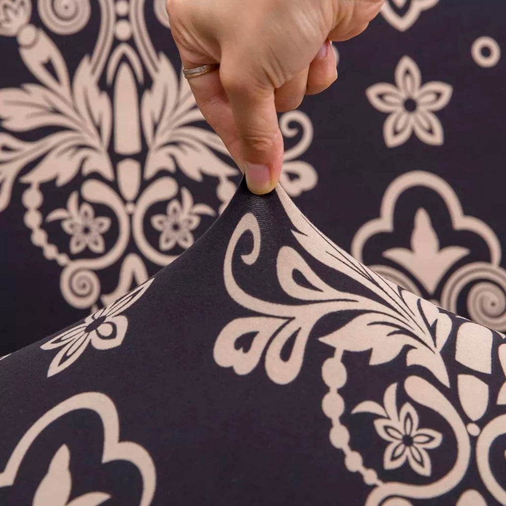 L-Shape Sofa Cover - Black Brocade