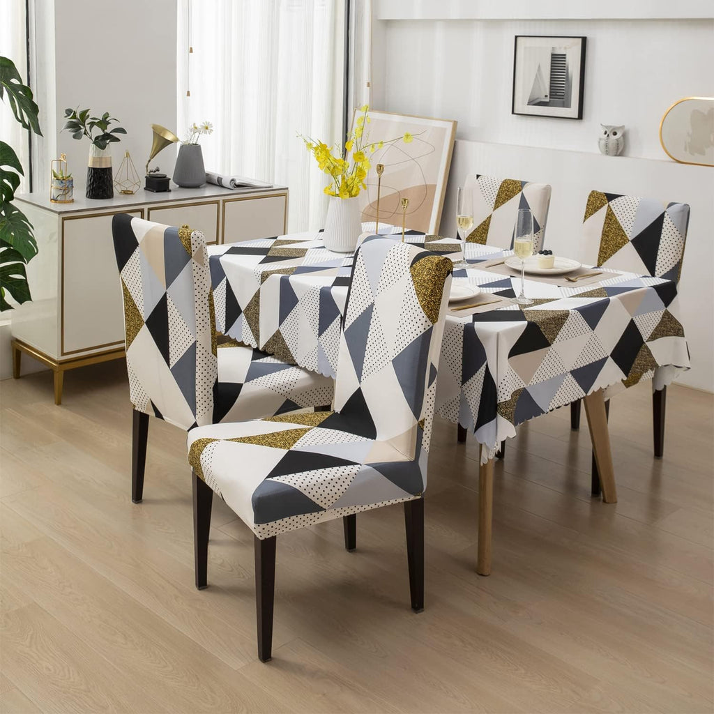 Geometric Brown Chair & Table Cover