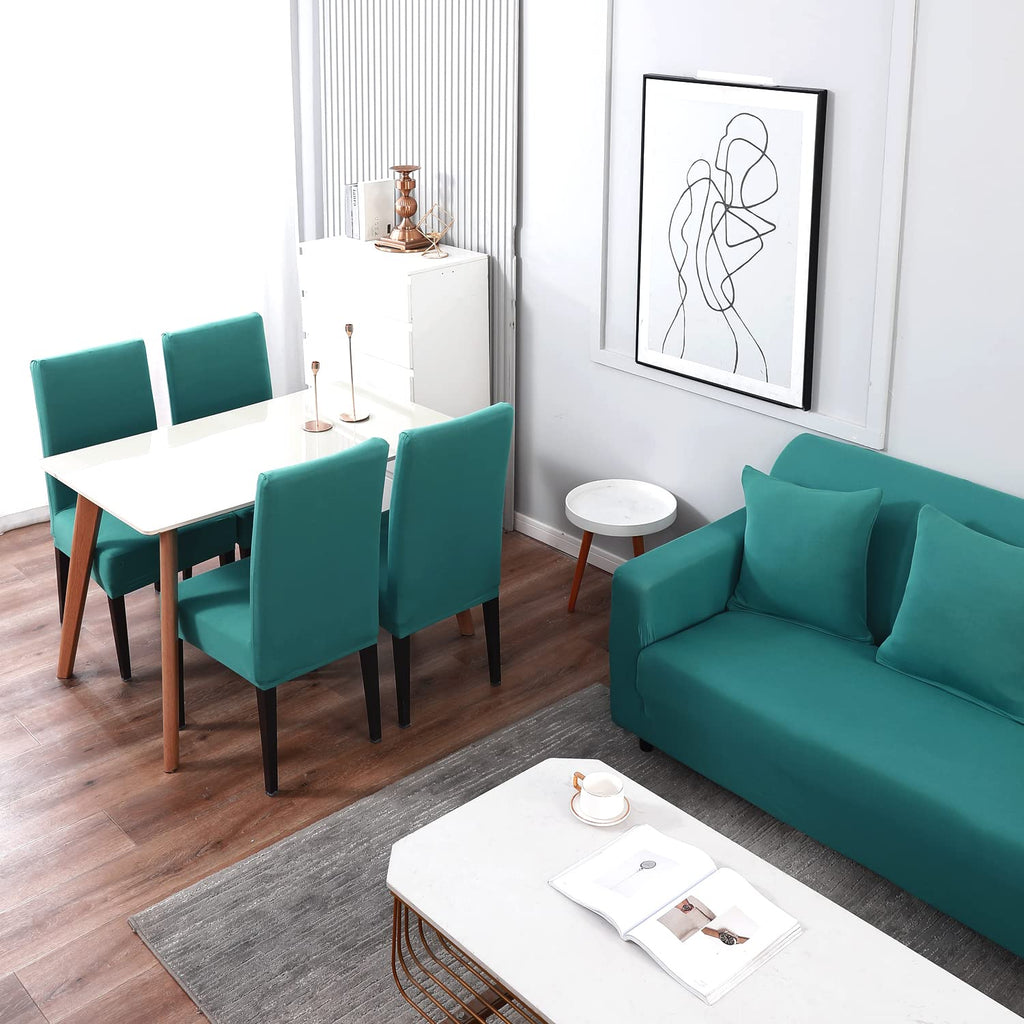 Premium Quality Machine Washable & Dust Proof Sofa Cover - Dark Cyan  | Universal Fit Streachable Fabric