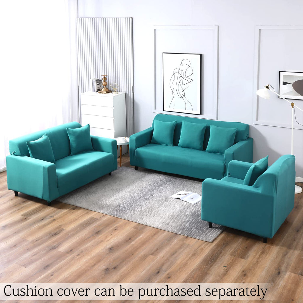 Premium Quality Machine Washable & Dust Proof Sofa Cover - Dark Cyan  | Universal Fit Streachable Fabric