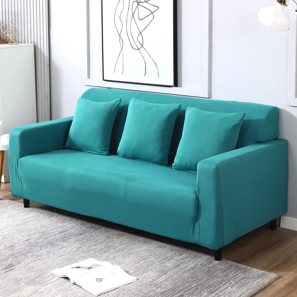 Premium Quality Machine Washable & Dust Proof Sofa Cover - Dark Cyan  | Universal Fit Streachable Fabric