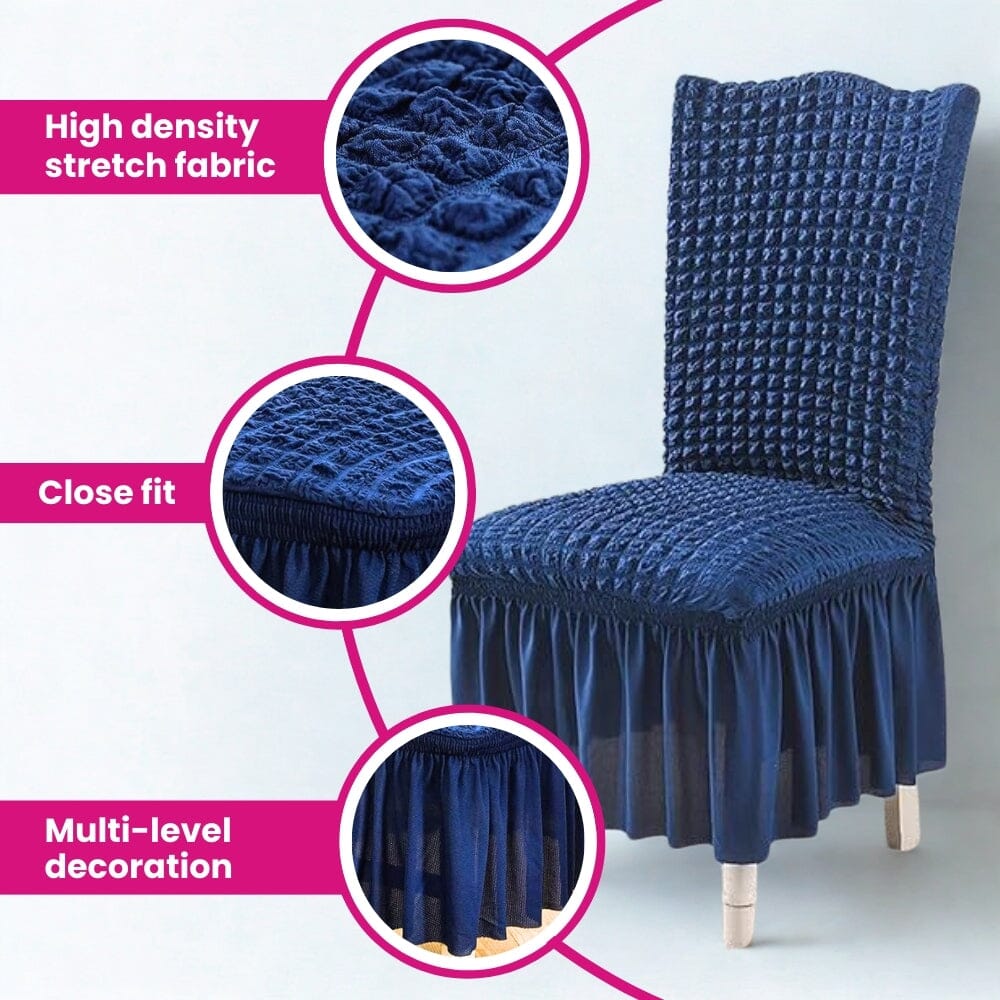 Bubble White  Dining Chair Cover - Micro Fibre Collection