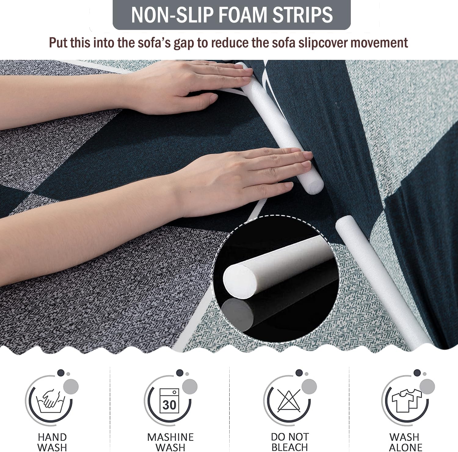 L-Shape Sofa Cover - Checkkerplaid Blue