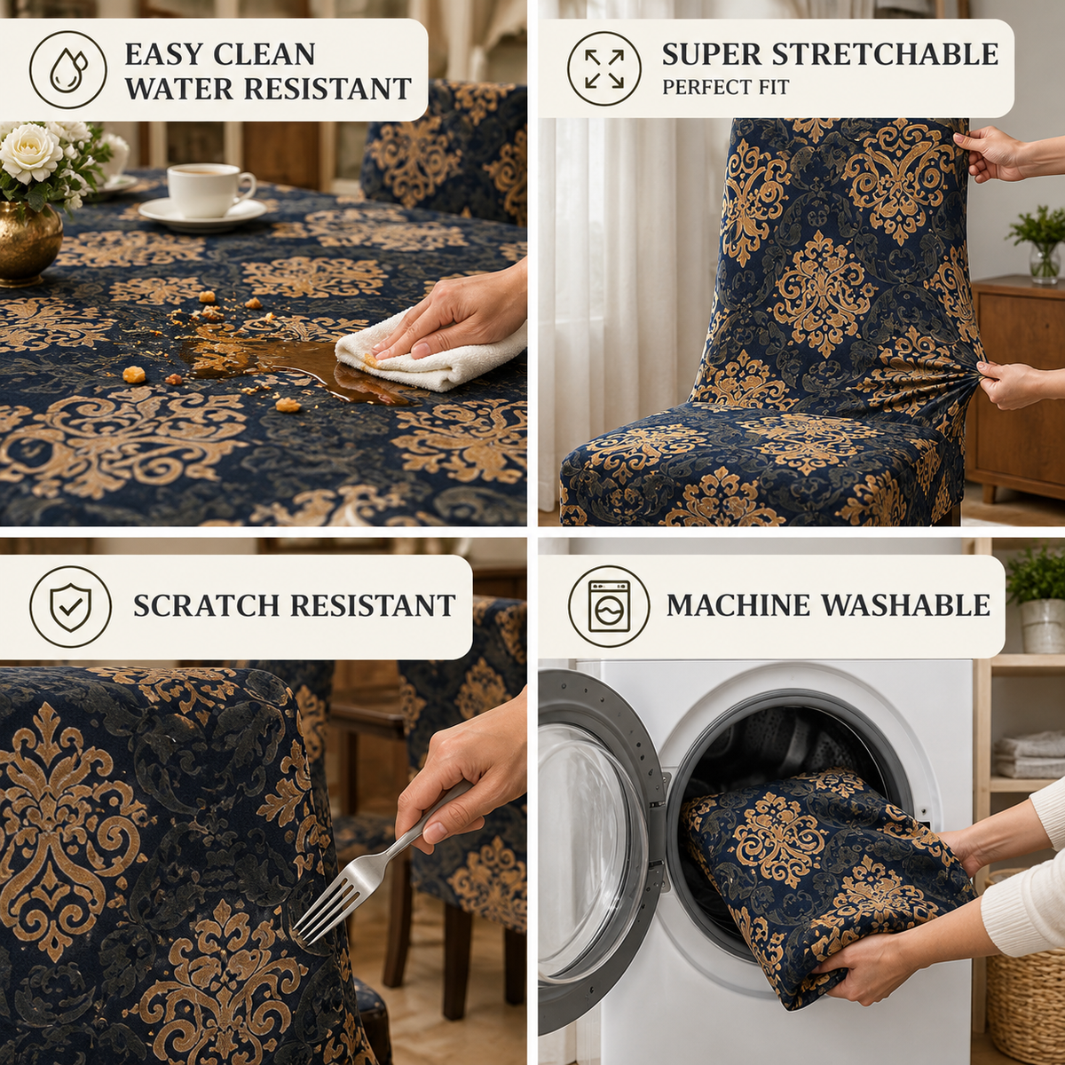 Dark Beige – Premium Dining Set Cover
