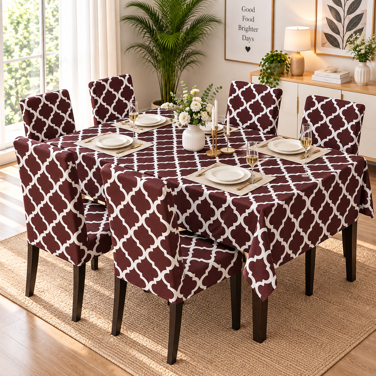 Maroon Diamond – Premium Dining Set Cover