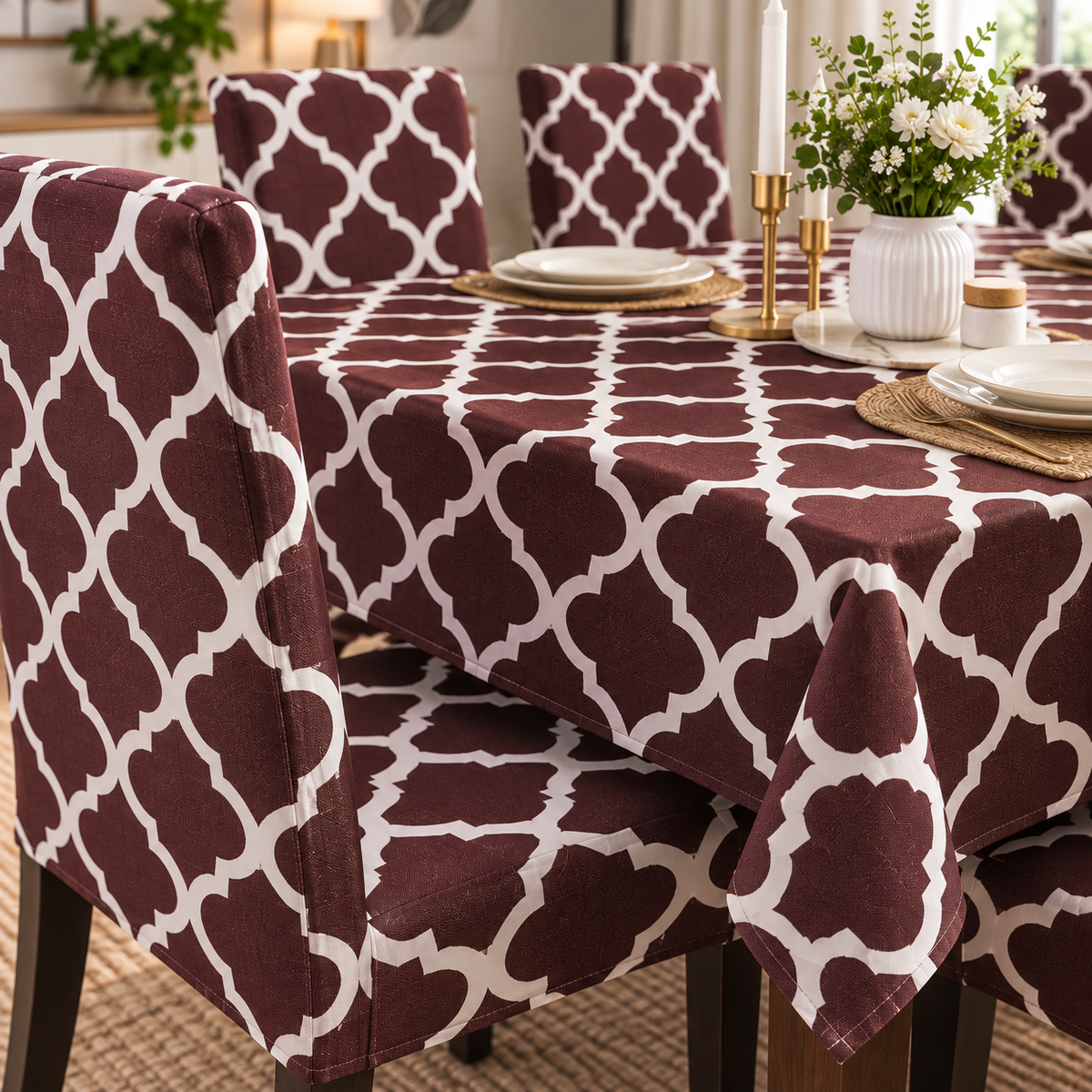 Maroon Diamond – Premium Dining Set Cover