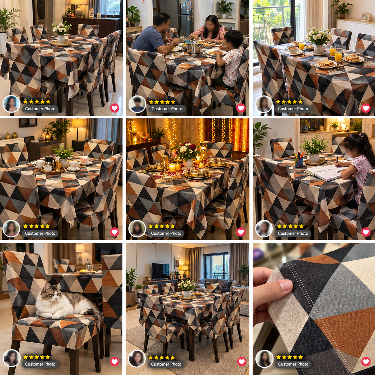 Triangle Multicolour – Premium Dining Set Cover
