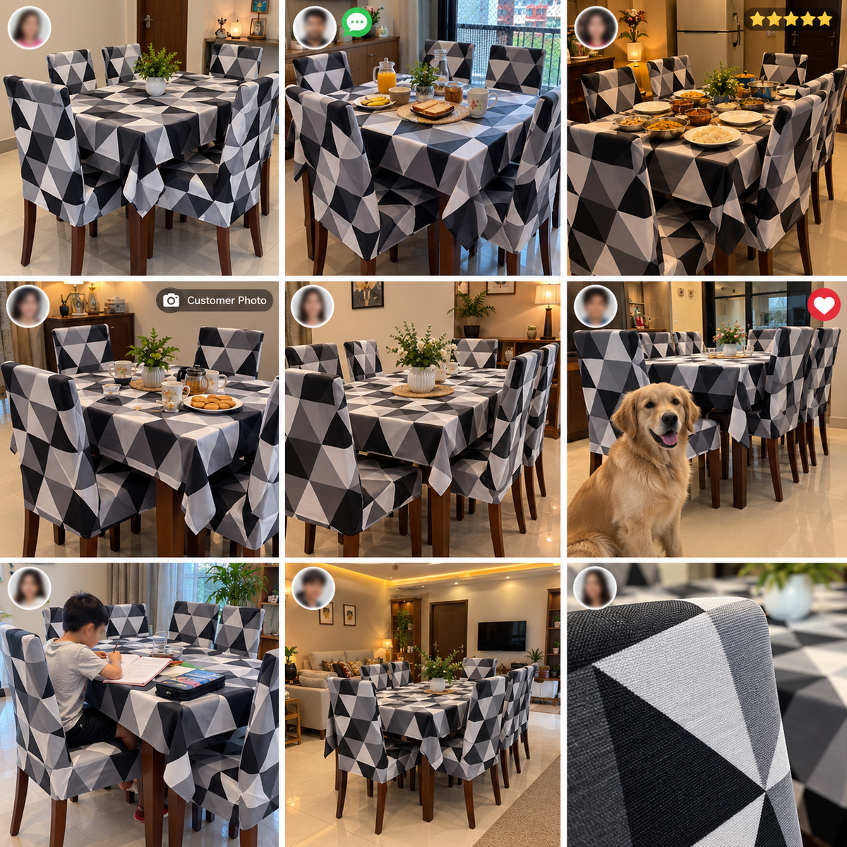 Prism Black – Premium Dining Set Cover