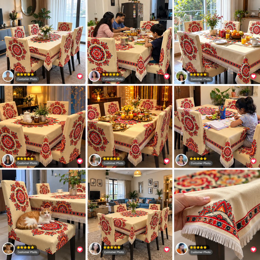 Mandala Bloom – Premium Dining Set Cover