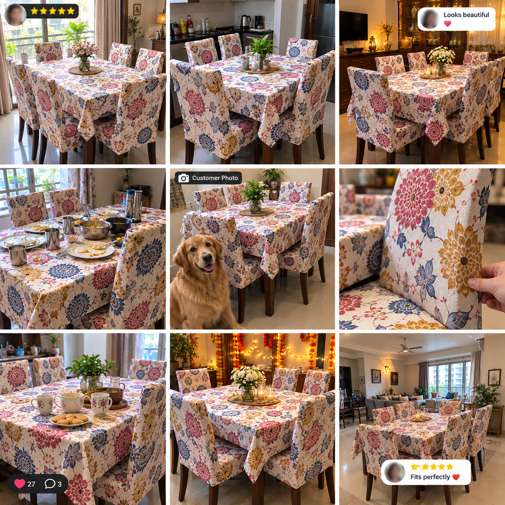 Flower And Leaf – Premium Dining Set Cover