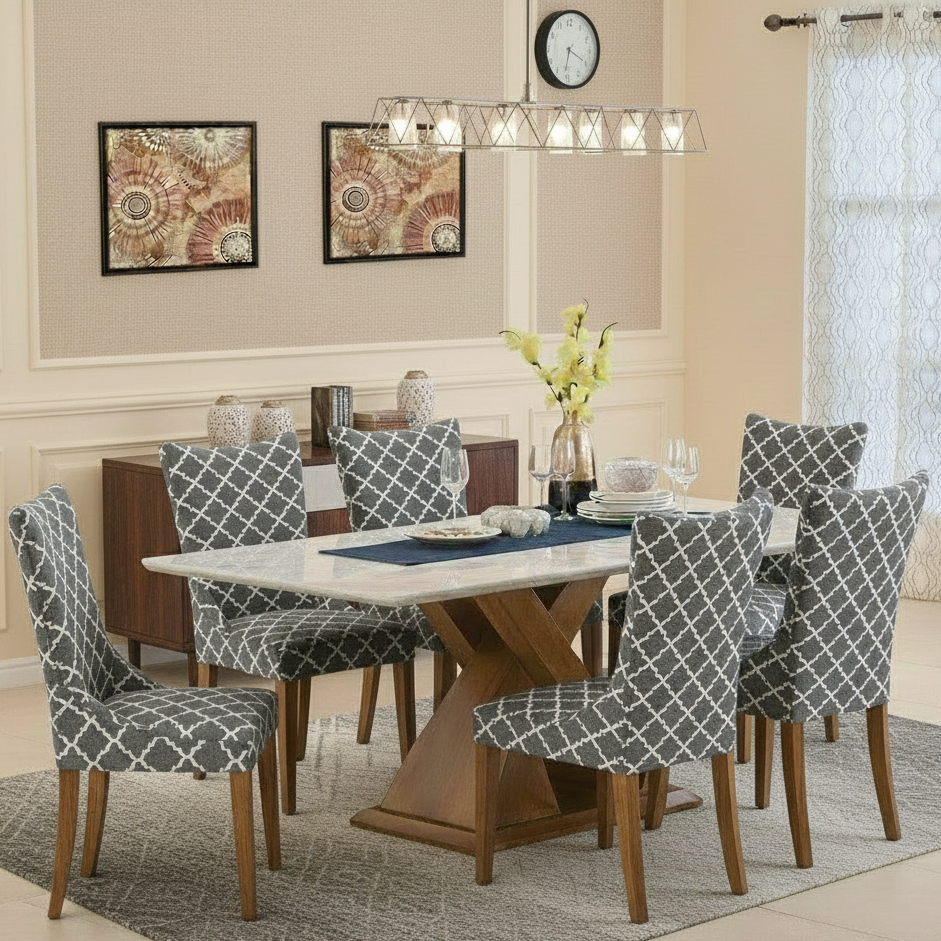 Grey Diamond Maharaja Chair Cover - Dustfree, Stain Free, Water Resistance & Machine Washable