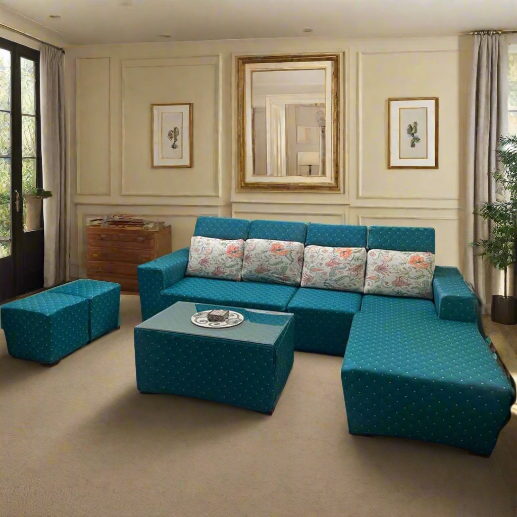 L-Shape Sofa Cover - Luxurious Capitone