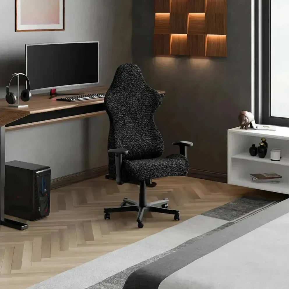 Bubble Black Chair Cover - Fit For All Size Office Chair Slipcover, Microfibra Collection