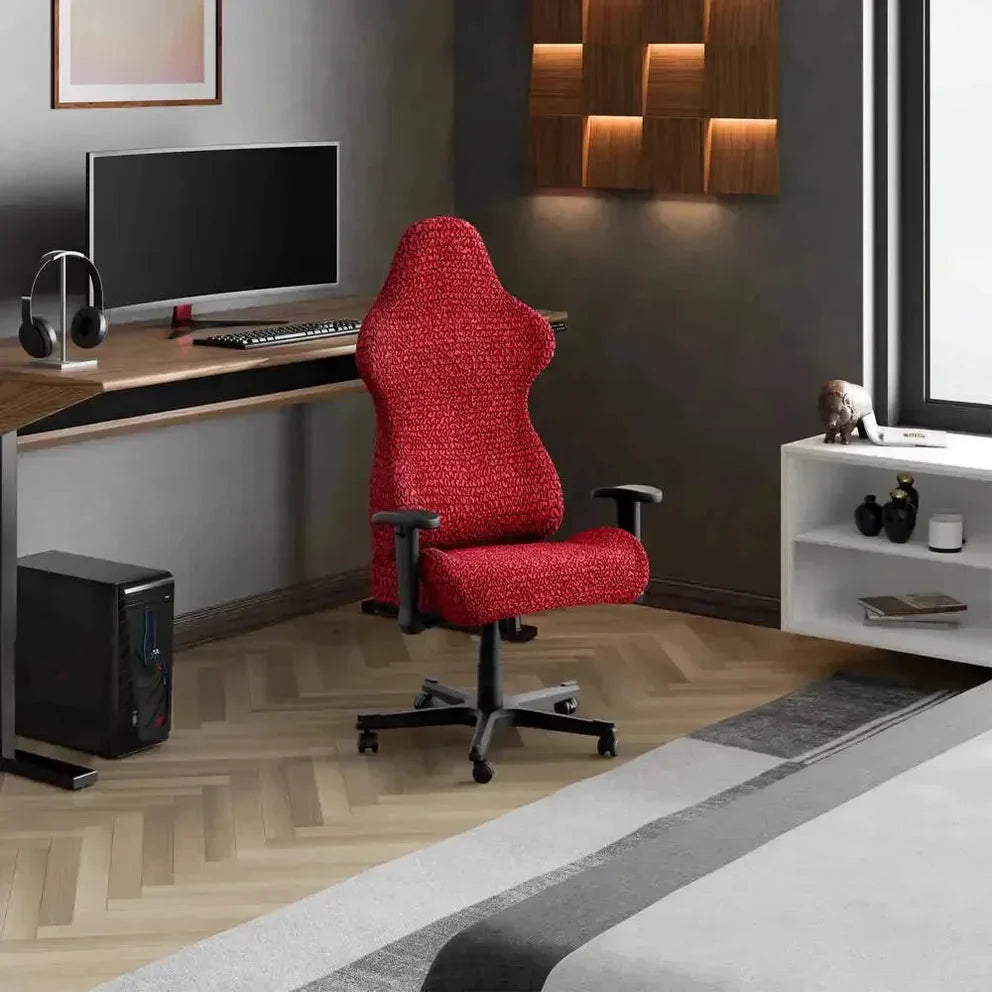 Bubble Maroon Chair Cover - Fit For All Size Office Chair Slipcover, Microfibra Collection