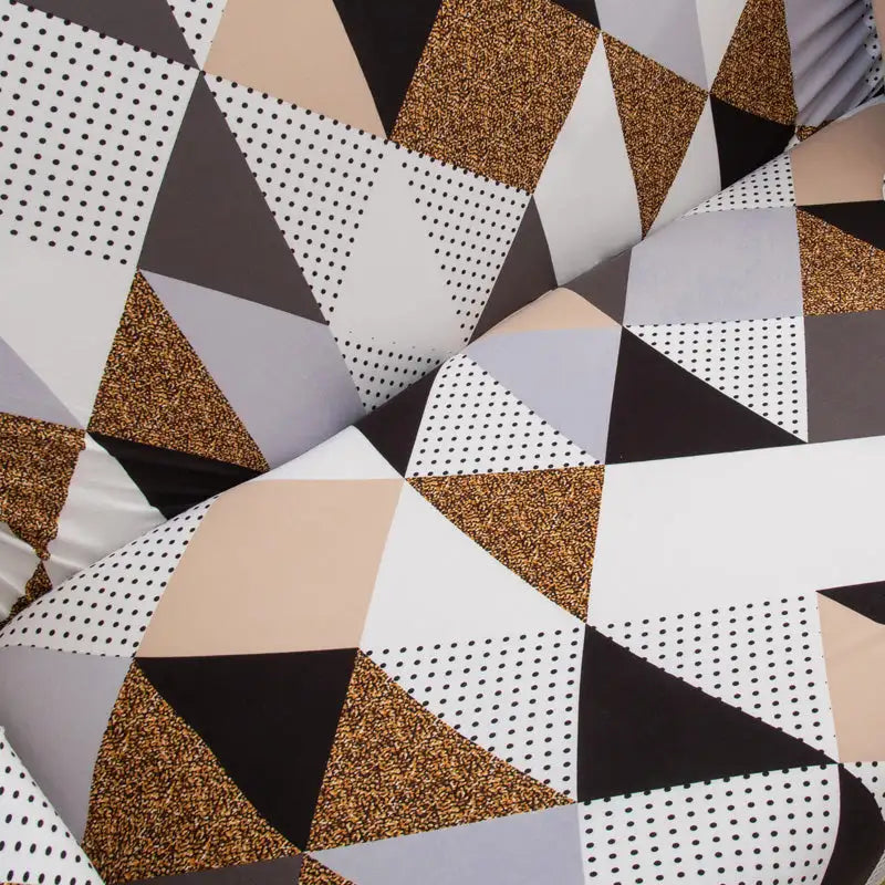 Geometric Brown - Luxury Quality Strechable & Dust-proof Sofa Cover