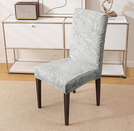 Majestic Jacquard Light Grey Elastic Chair Cover – Stretchable, Dustproof, Machine Washable