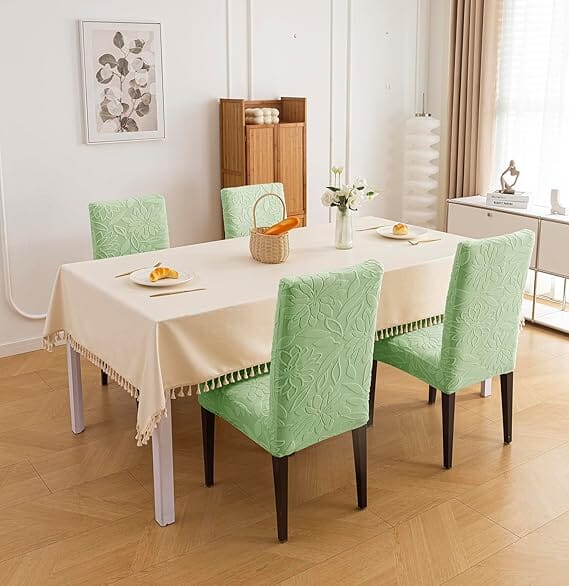 Majestic Jacquard Pastol Green Elastic Chair Cover – Stretchable, Dustproof, Machine Washable