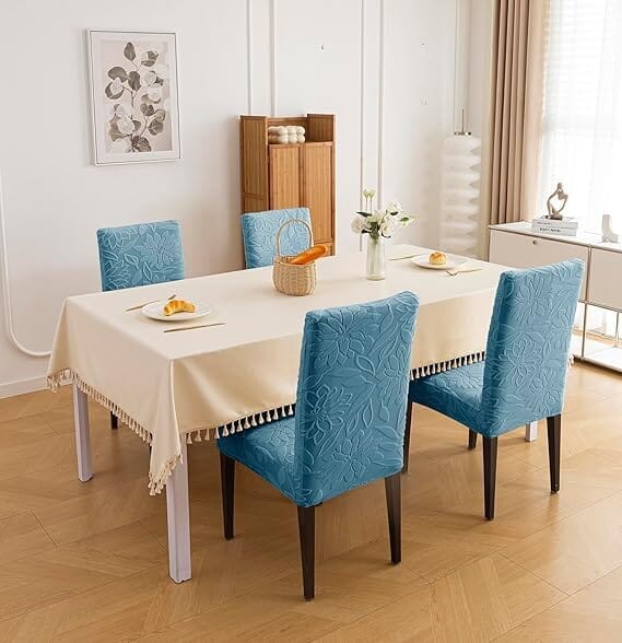 Majestic Jacquard Light Blue Elastic Chair Cover – Stretchable, Dustproof, Machine Washable