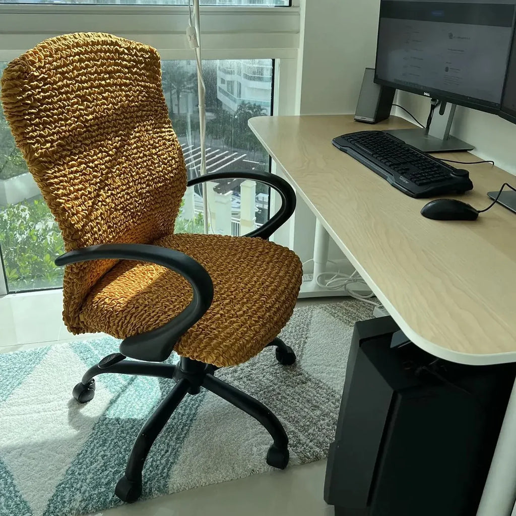 Bubble White Chair Cover - Fit For All Size Office Chair Slipcover, Microfibra Collection