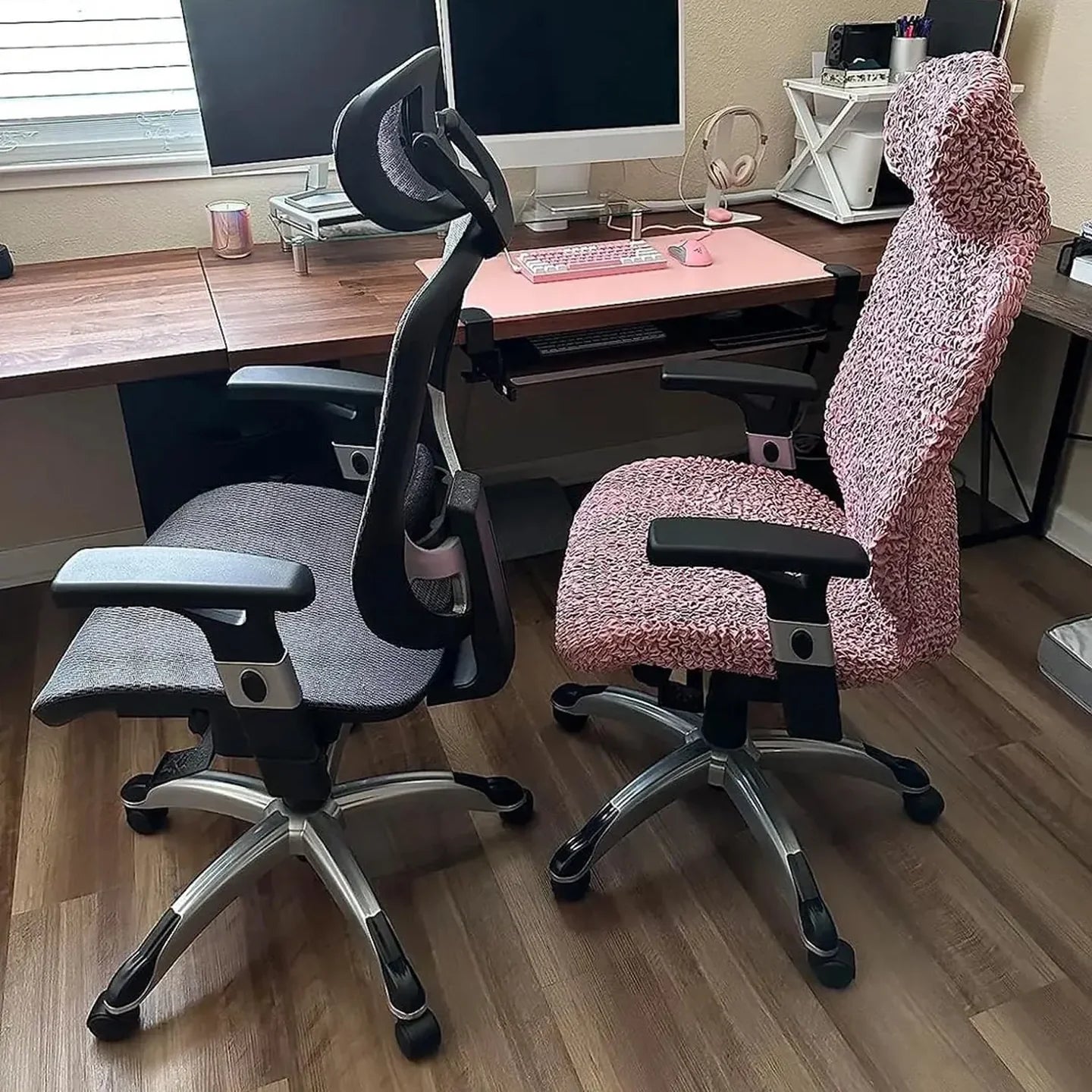 Bubble Dark Brown Chair Cover - Fit For All Size Office Chair Slipcover, Microfibra Collection