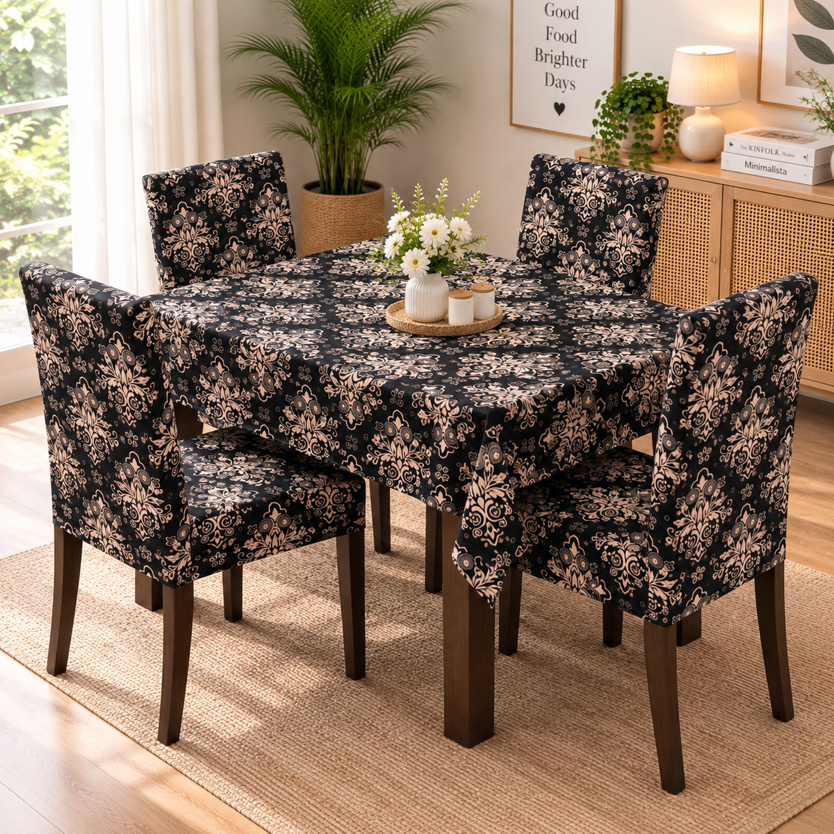 Black & Beige – Premium Dining Set Cover