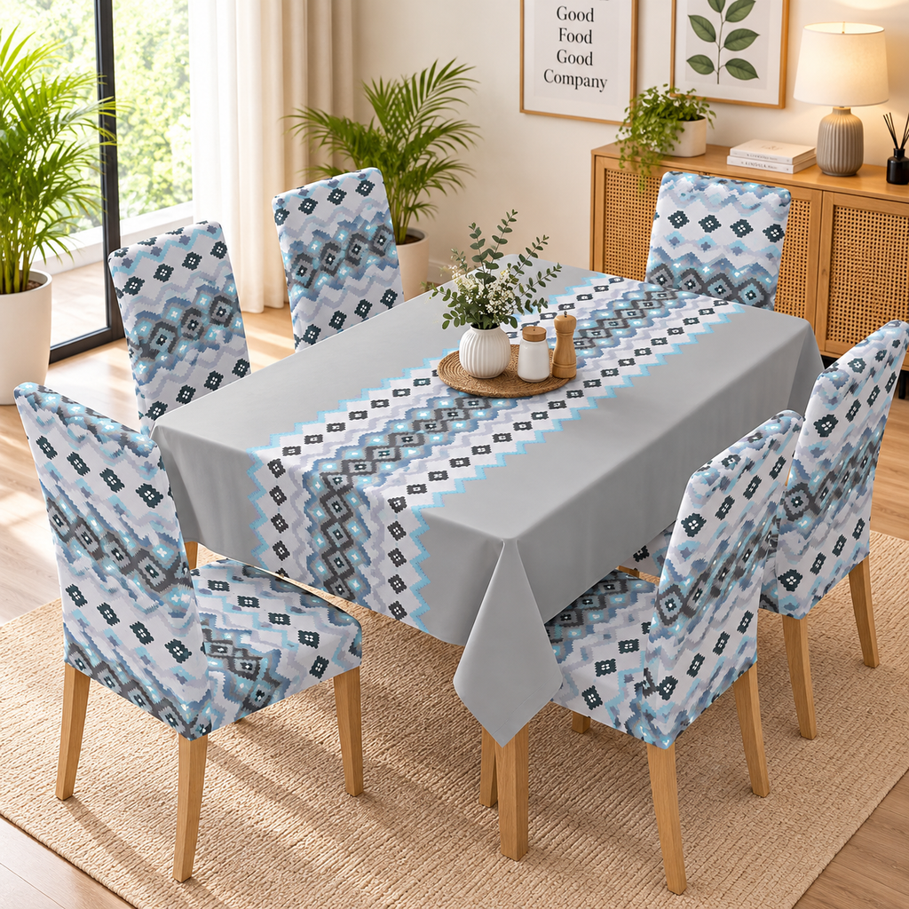 Blue Lattice – Premium Dining Set Cover
