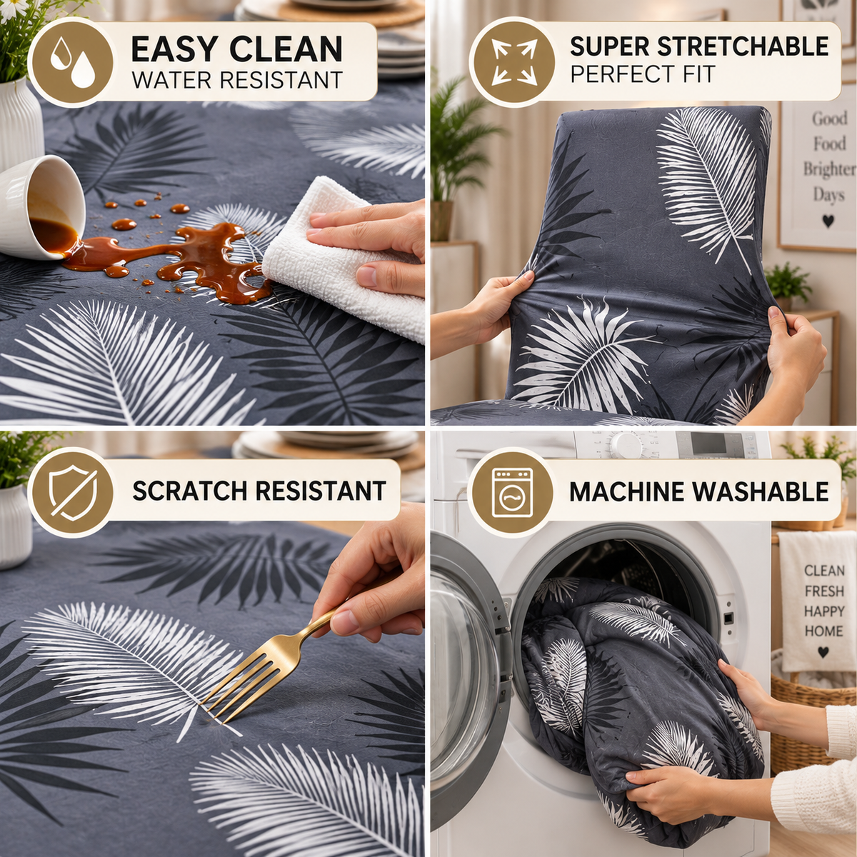 Charcoal Fern – Premium Dining Set Cover