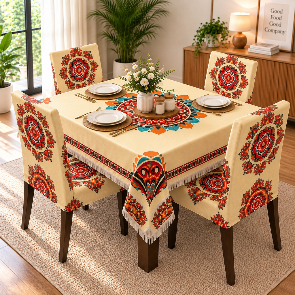 Mandala Bloom – Premium Dining Set Cover