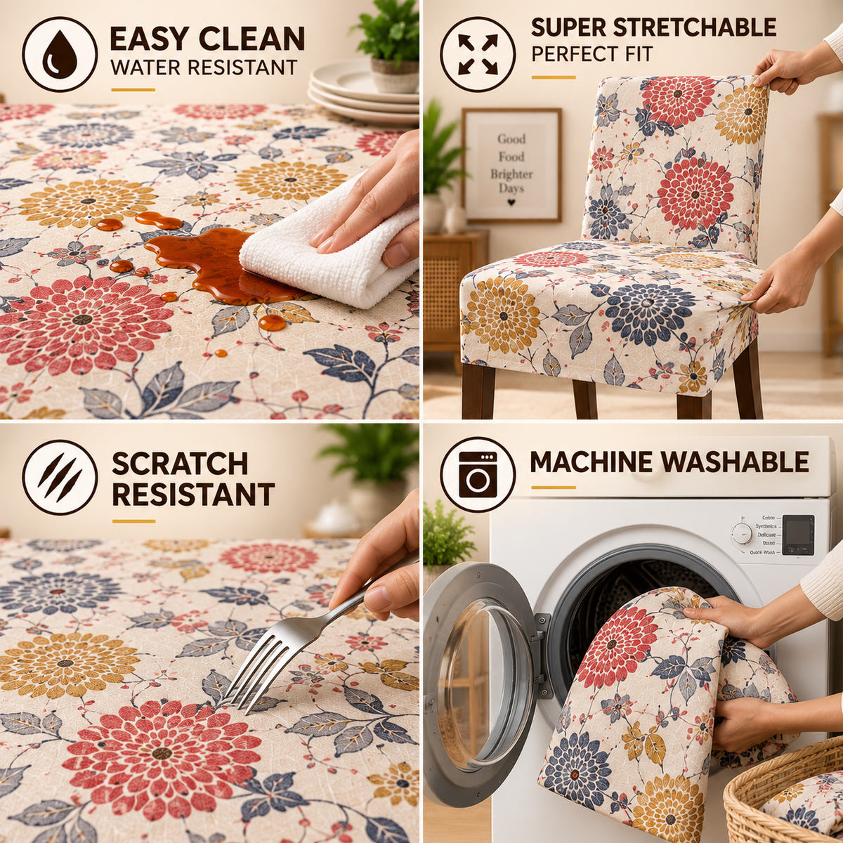 Flower And Leaf – Premium Dining Set Cover