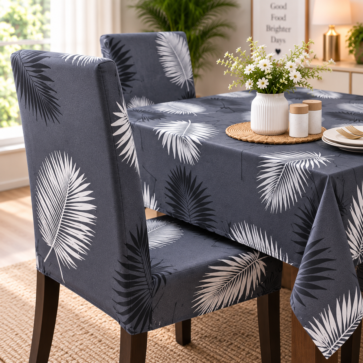 Charcoal Fern – Premium Dining Set Cover