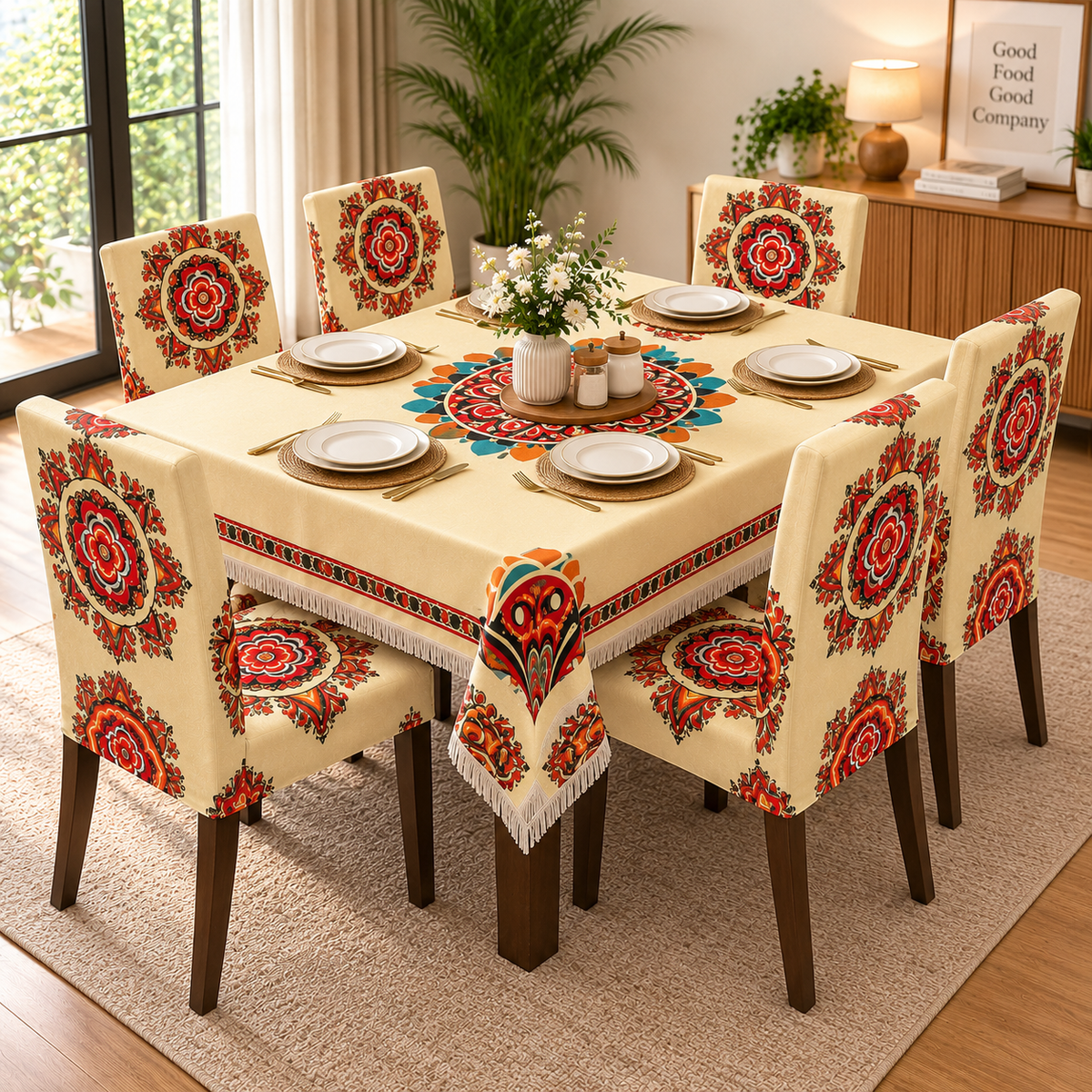 Mandala Bloom – Premium Dining Set Cover