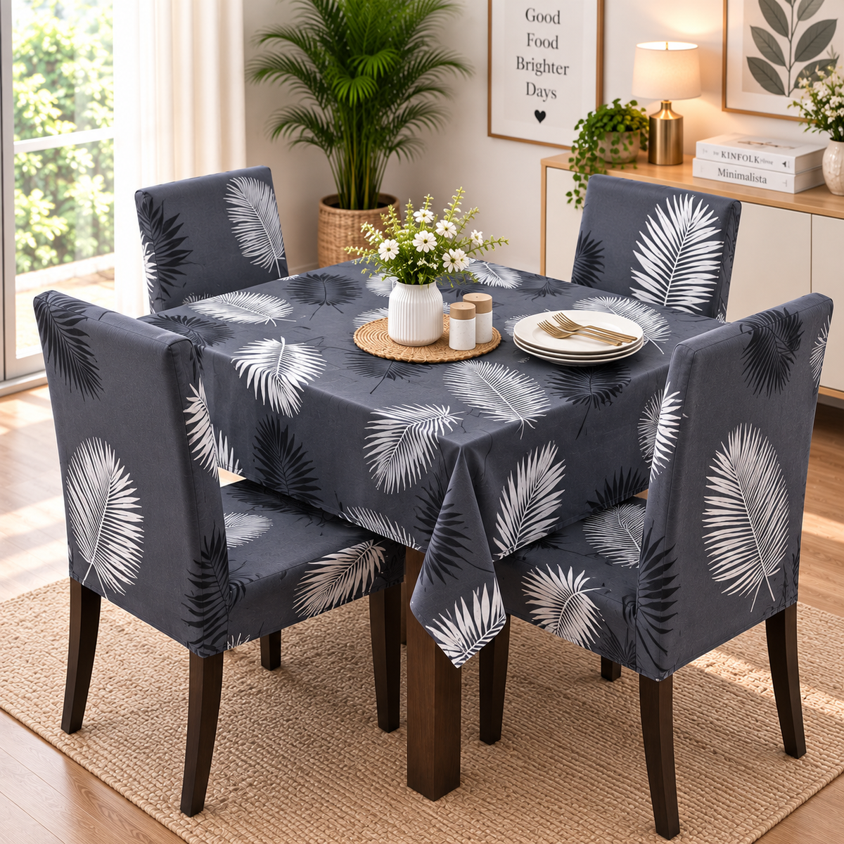 Charcoal Fern – Premium Dining Set Cover