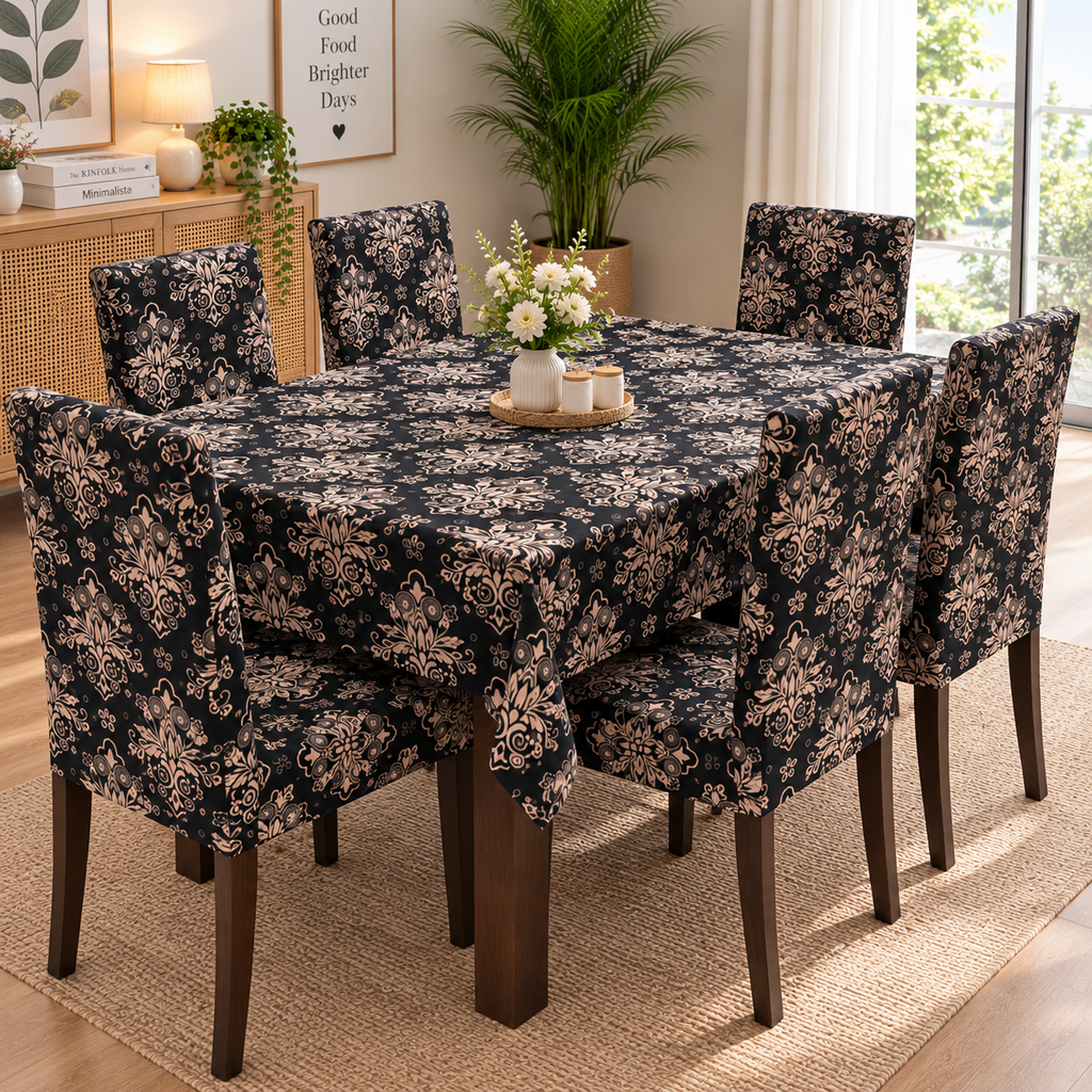 Black & Beige – Premium Dining Set Cover