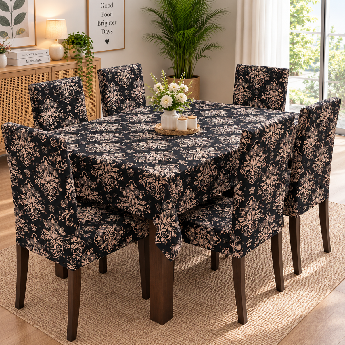 Black & Beige – Premium Dining Set Cover