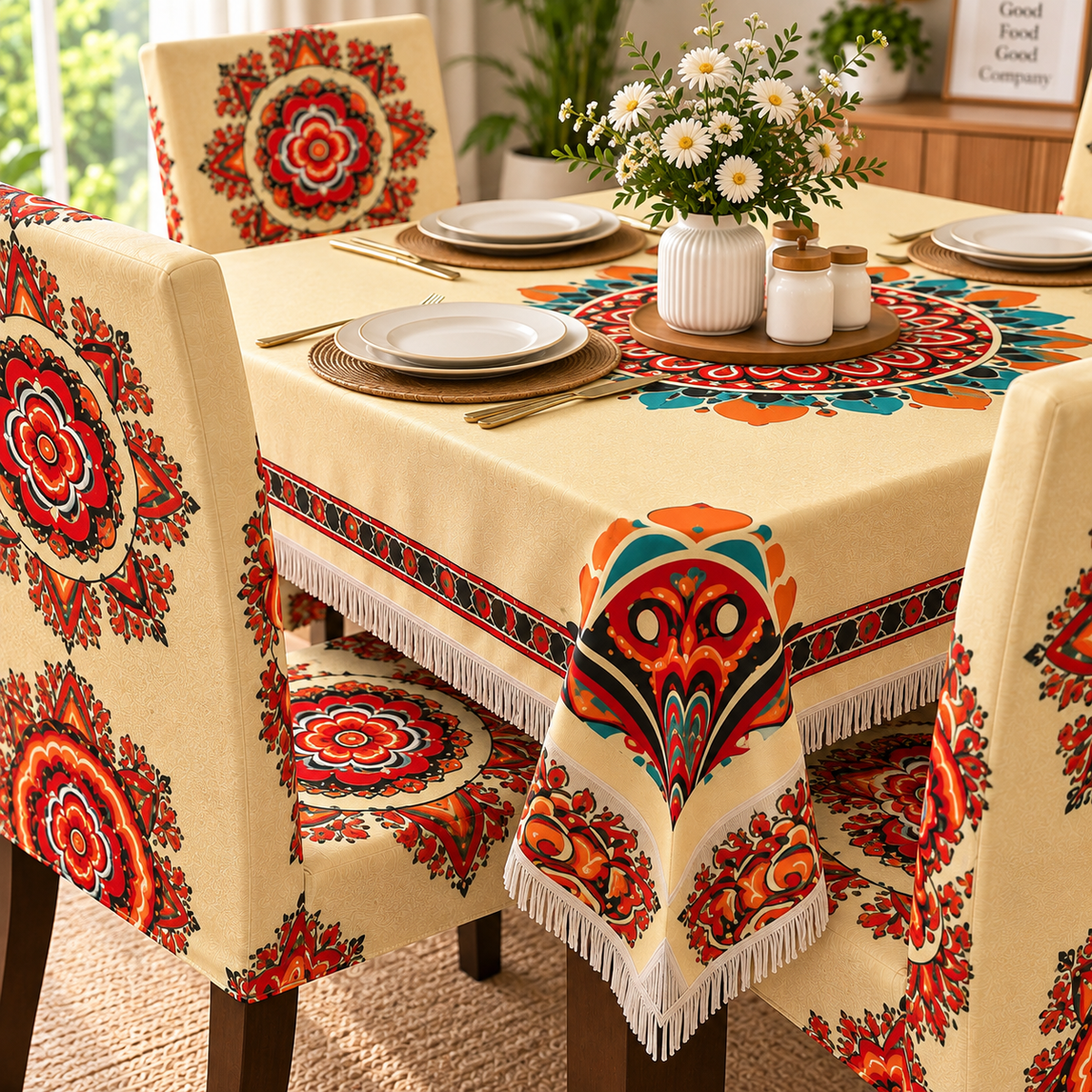 Mandala Bloom – Premium Dining Set Cover