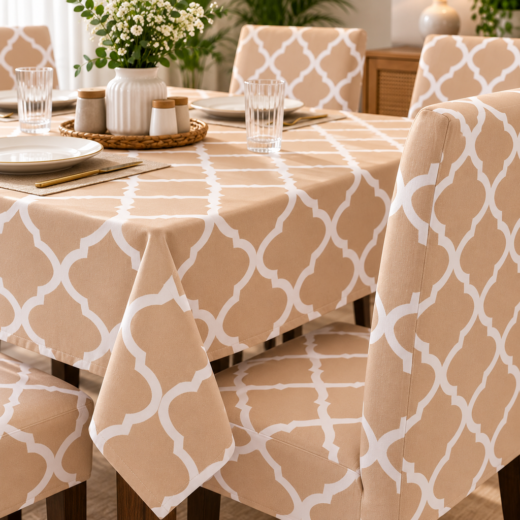 Cream Diamond – Premium Dining Set Cover