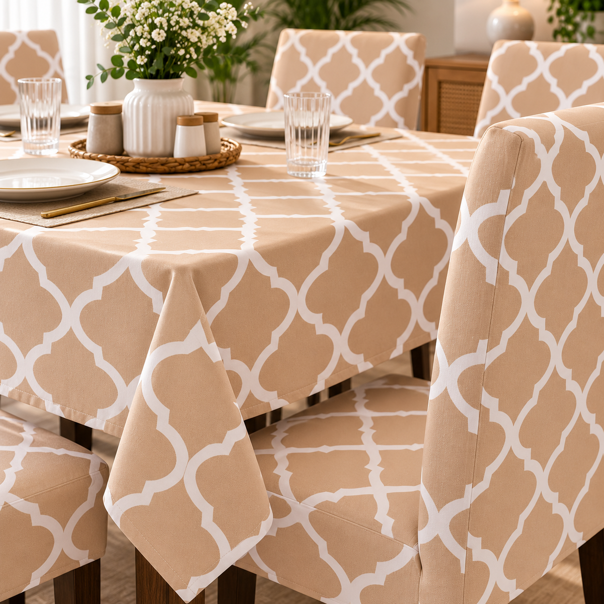Cream Diamond – Premium Dining Set Cover