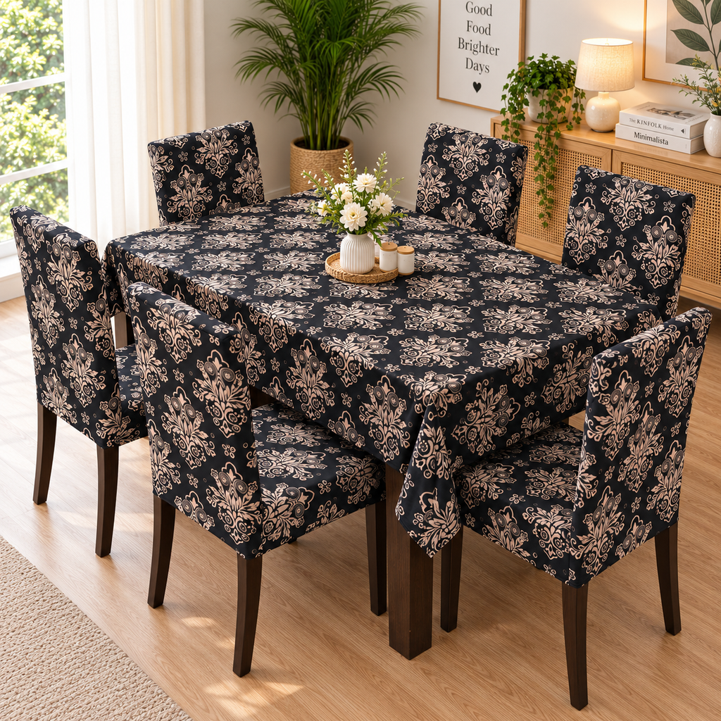 Black & Beige – Premium Dining Set Cover