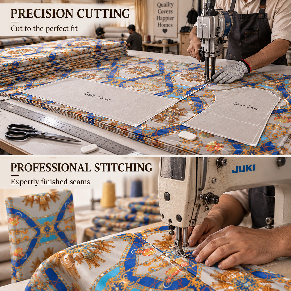Marigold & Cobalt – Premium Dining Set Cover