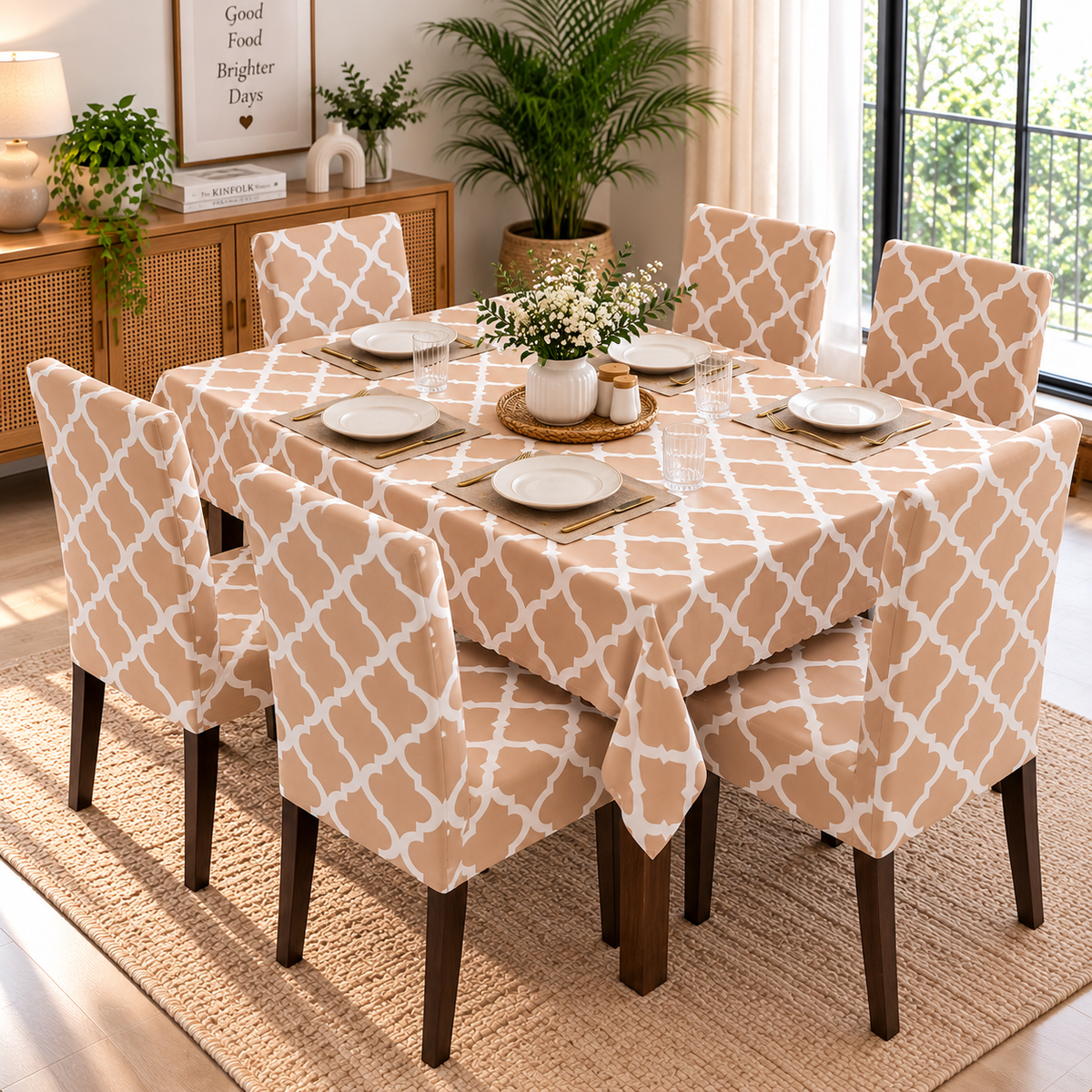 Cream Diamond – Premium Dining Set Cover