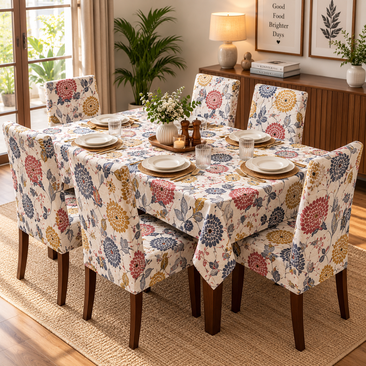 Flower And Leaf – Premium Dining Set Cover