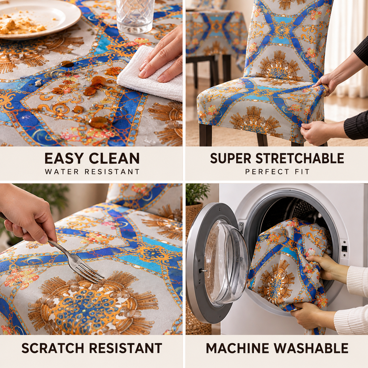 Marigold & Cobalt – Premium Dining Set Cover