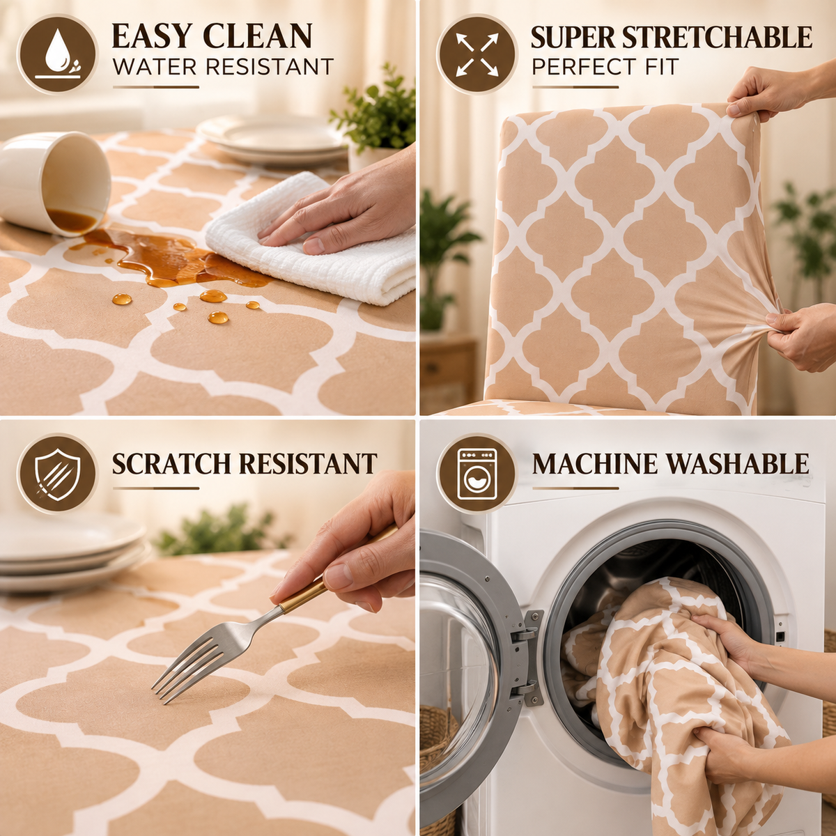 Cream Diamond – Premium Dining Set Cover