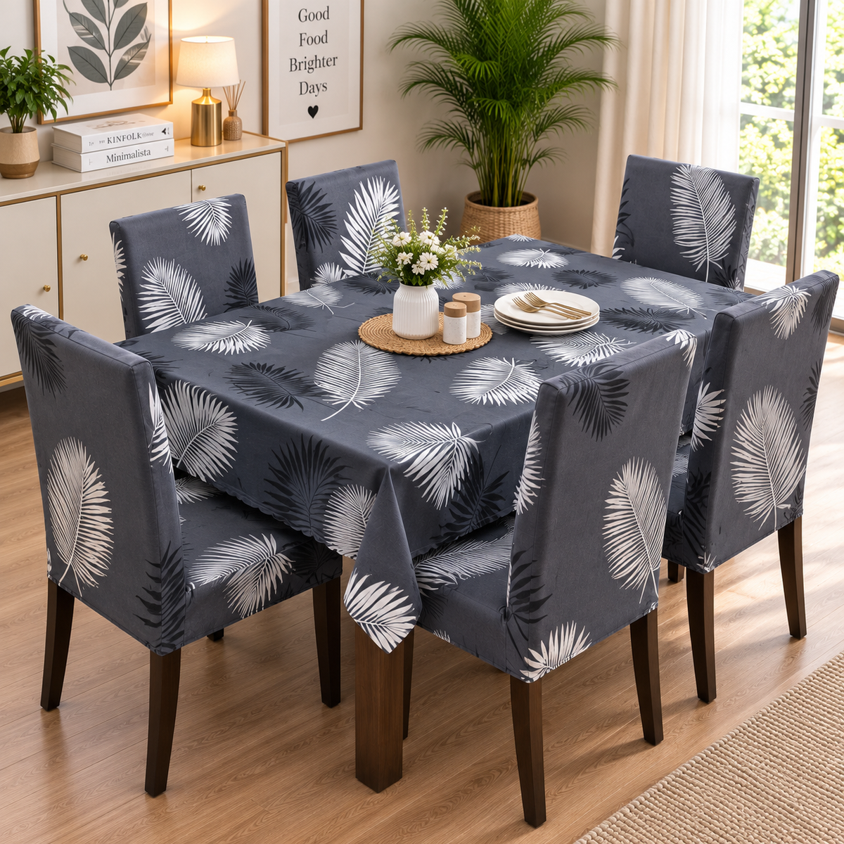 Charcoal Fern – Premium Dining Set Cover