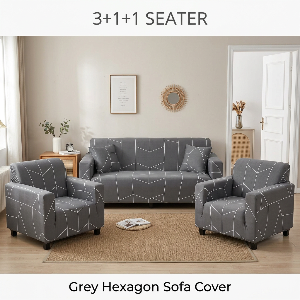 Grey Hexagon 3+1+1 set