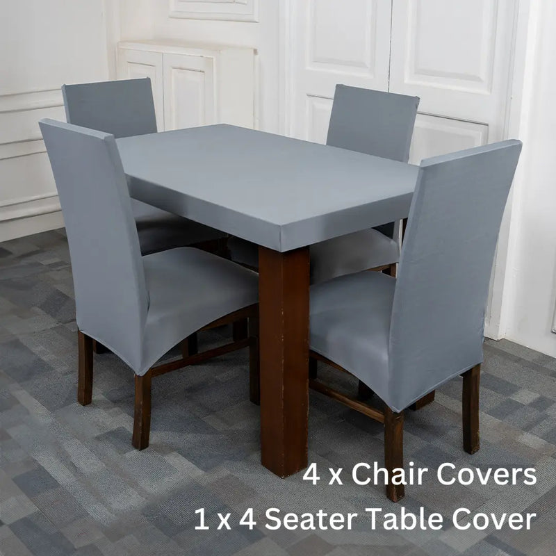 CoverHome - Grey Solid Elastic Chairs Table Covers
