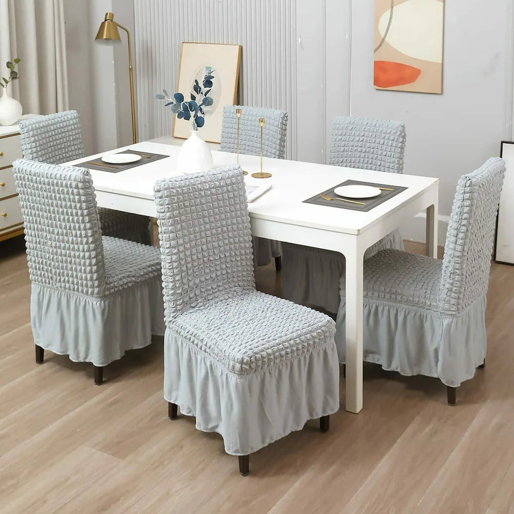 Bubble White  Dining Chair Cover - Micro Fibre Collection