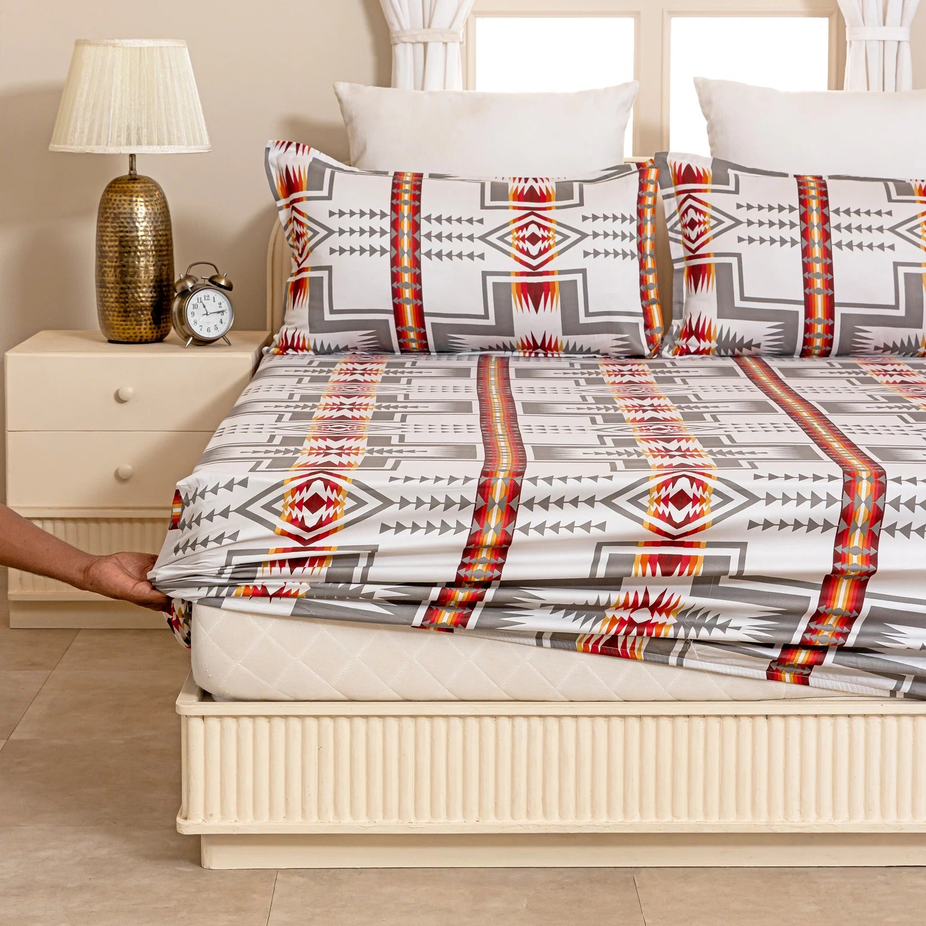 100% Dustproof & Water Resistant + 360°  Elastic Fitted Nomadic Dream Printed Bedsheet