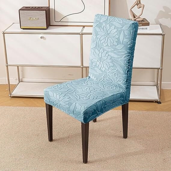 Majestic Jacquard Light Blue Elastic Chair Cover – Stretchable, Dustproof, Machine Washable